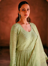 Wedding Wear Green Colour Gown Looking Exquisite